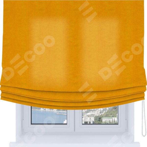 Римская штора Soft с мягкими складками, ткань вельвет желтый