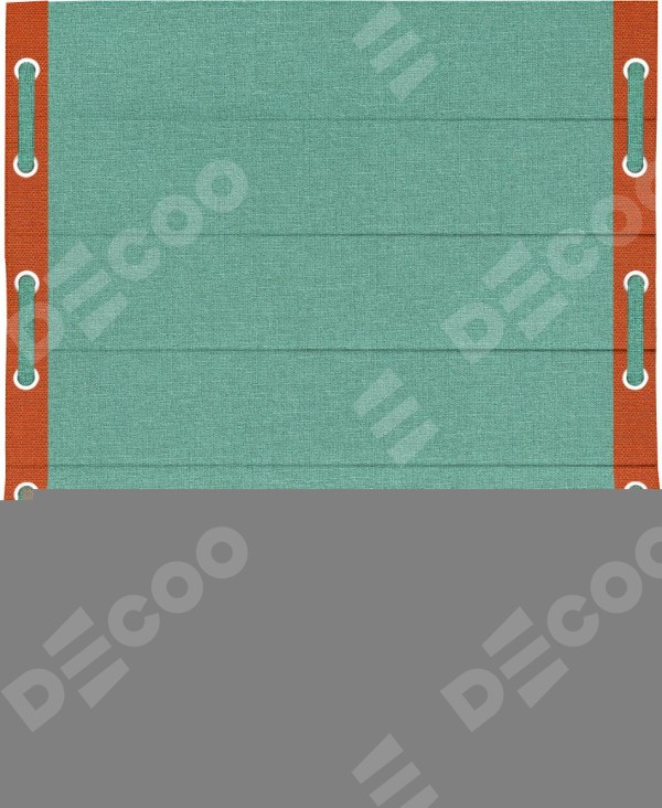 Римская штора «Кортин» с кантом Стрим Дуо (люверсы с пояском), для проема, лён светло-бирюзовый