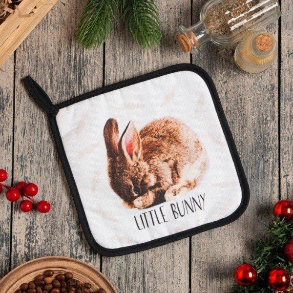 Прихватка «Little bunny» 19х19 см, саржа, 100% х/л, ватин 250 г/м2