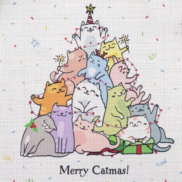 Новогодняя салфетка на стол Merry Catmas 40х29 см